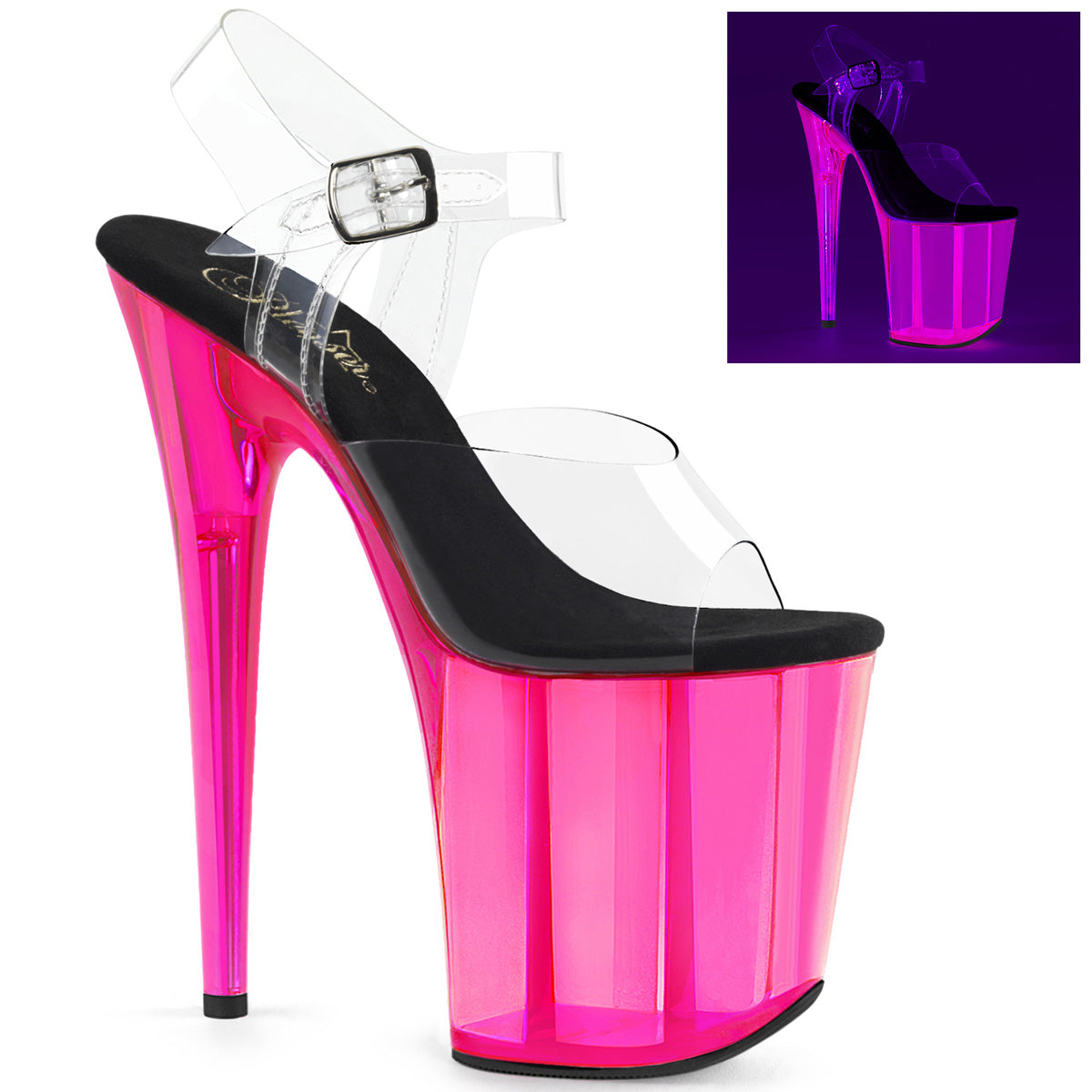 Pleasers Flamingo-808Uvt - Clr/H. Pink Tinted