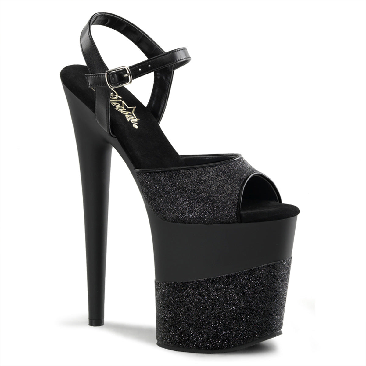 Pleasers Flamingo-809-2G - Blk Glitter/Blk-Glitter