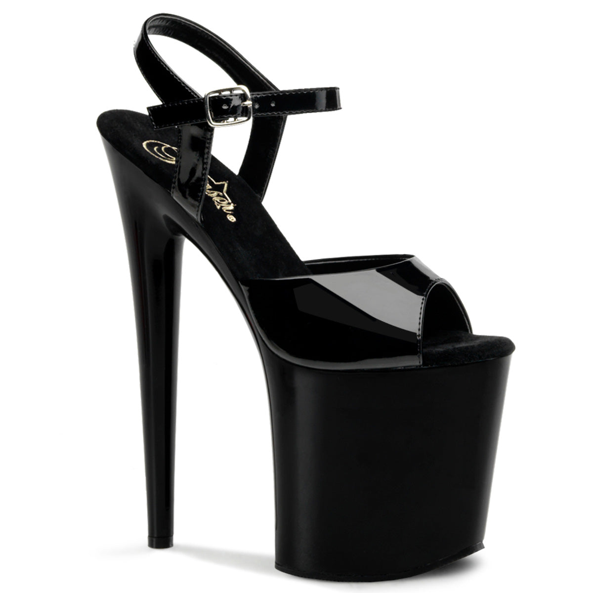 Pleasers Flamingo-809 - Blk Pat/Blk
