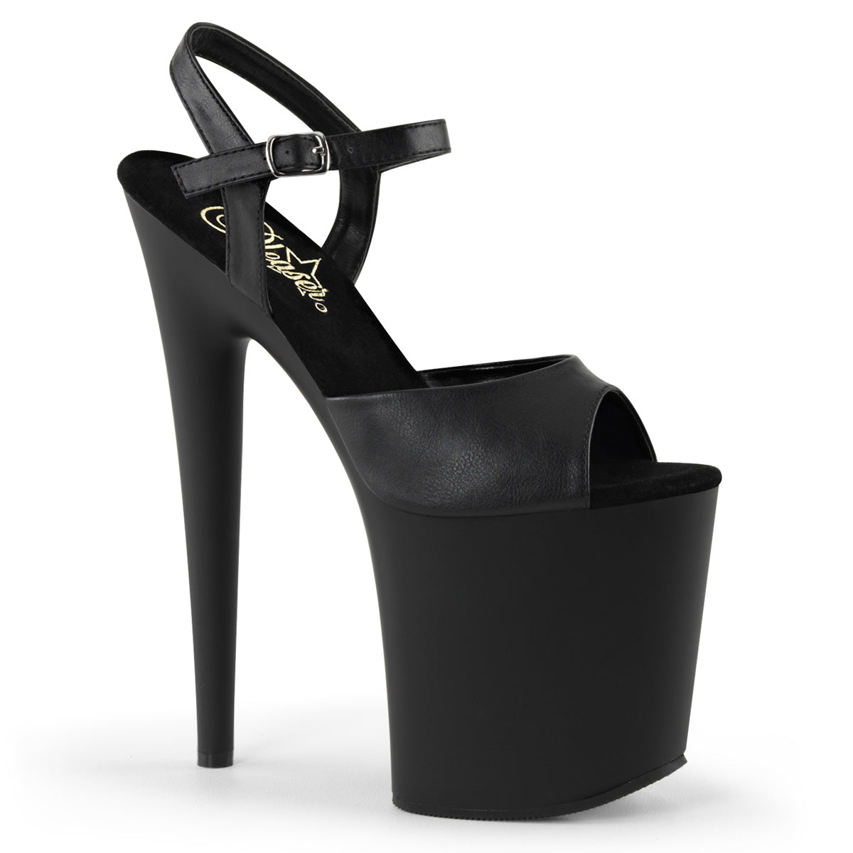 Pleasers Flamingo-809 - Blk Faux Leather/Blk Matte