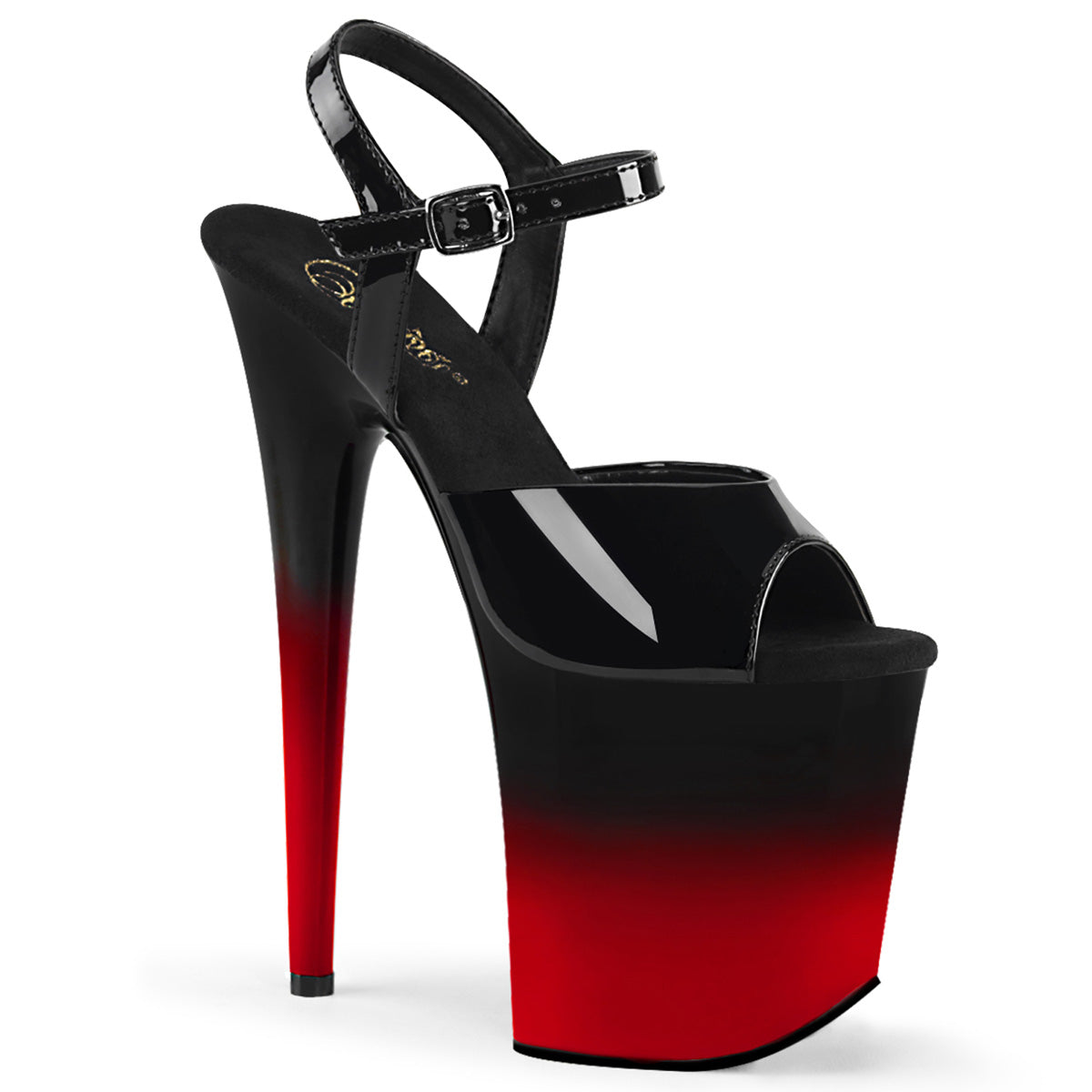 Pleasers Flamingo-809Br-H - Blk Pat/Blk-Red