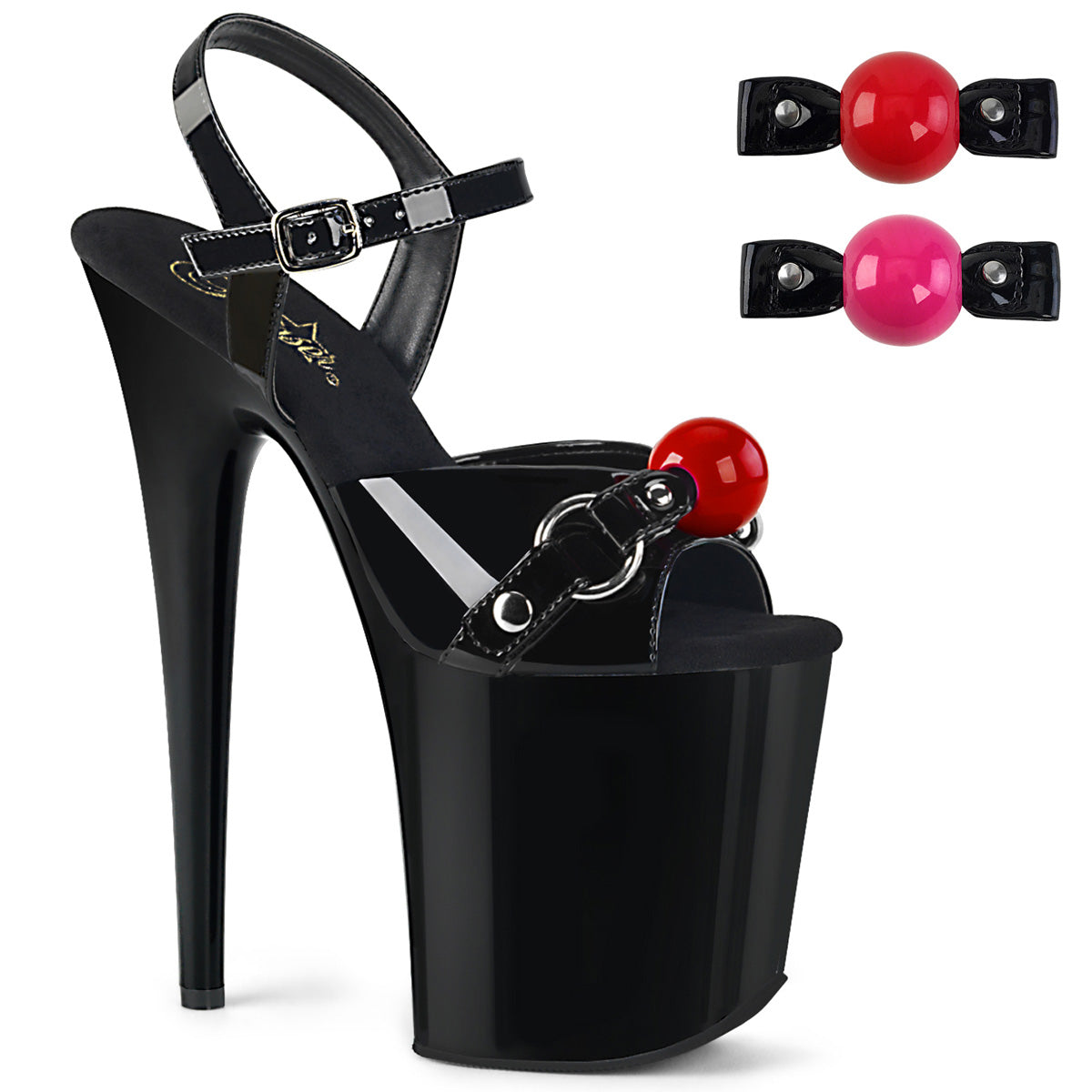 Pleasers Flamingo-809Gb - Blk Pat/Blk