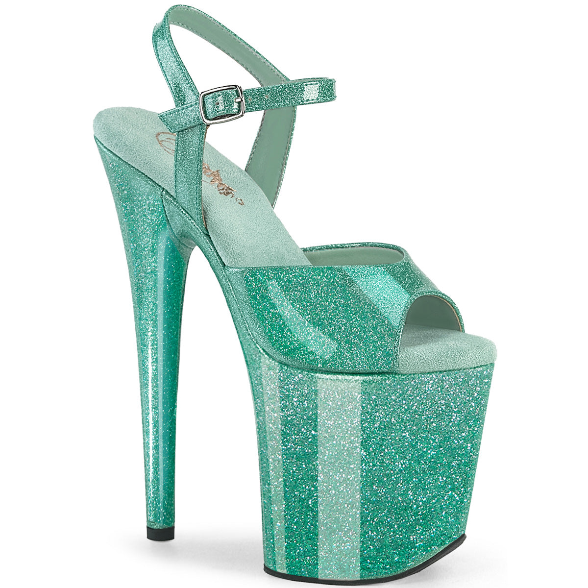 Pleasers Flamingo-809Gp - Aqua Glitter Pat/M