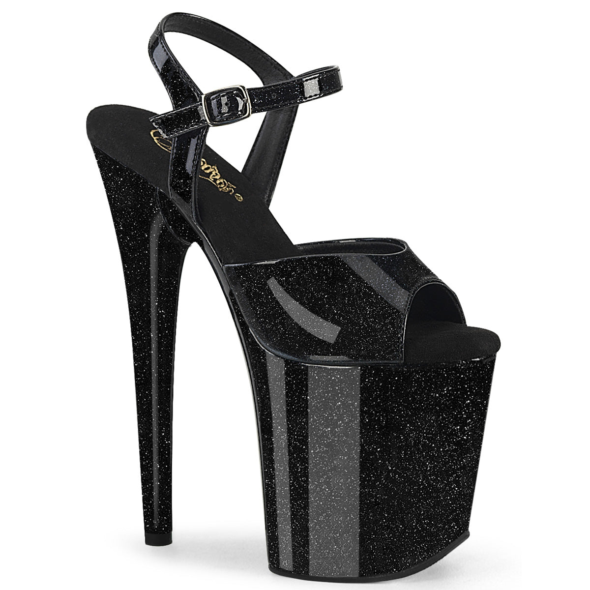 Pleasers Flamingo-809Gp - Blk Glitter Pat/M