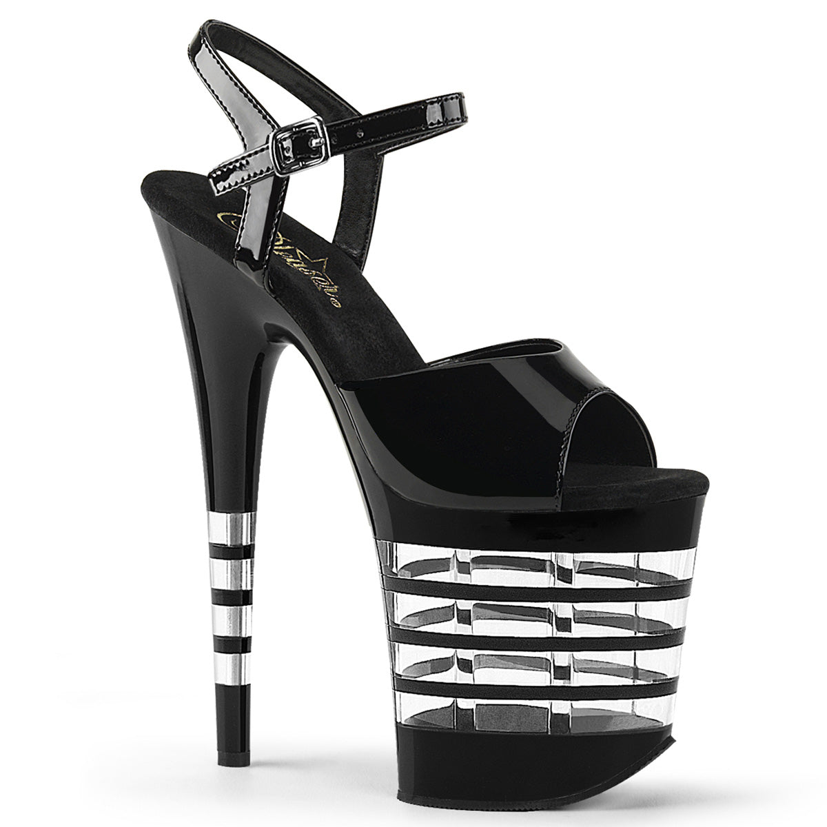 Pleasers Flamingo-809Ln - Blk Pat/Blk