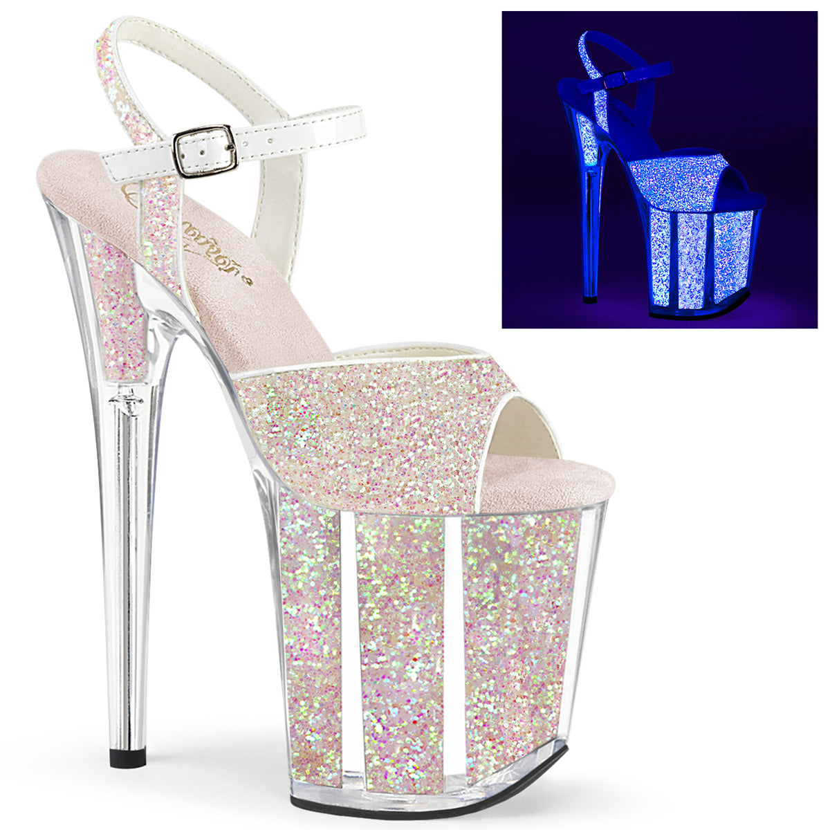 Pleasers Flamingo-810Uvg - Neon Opal Glitter/Neon Opal Glitter