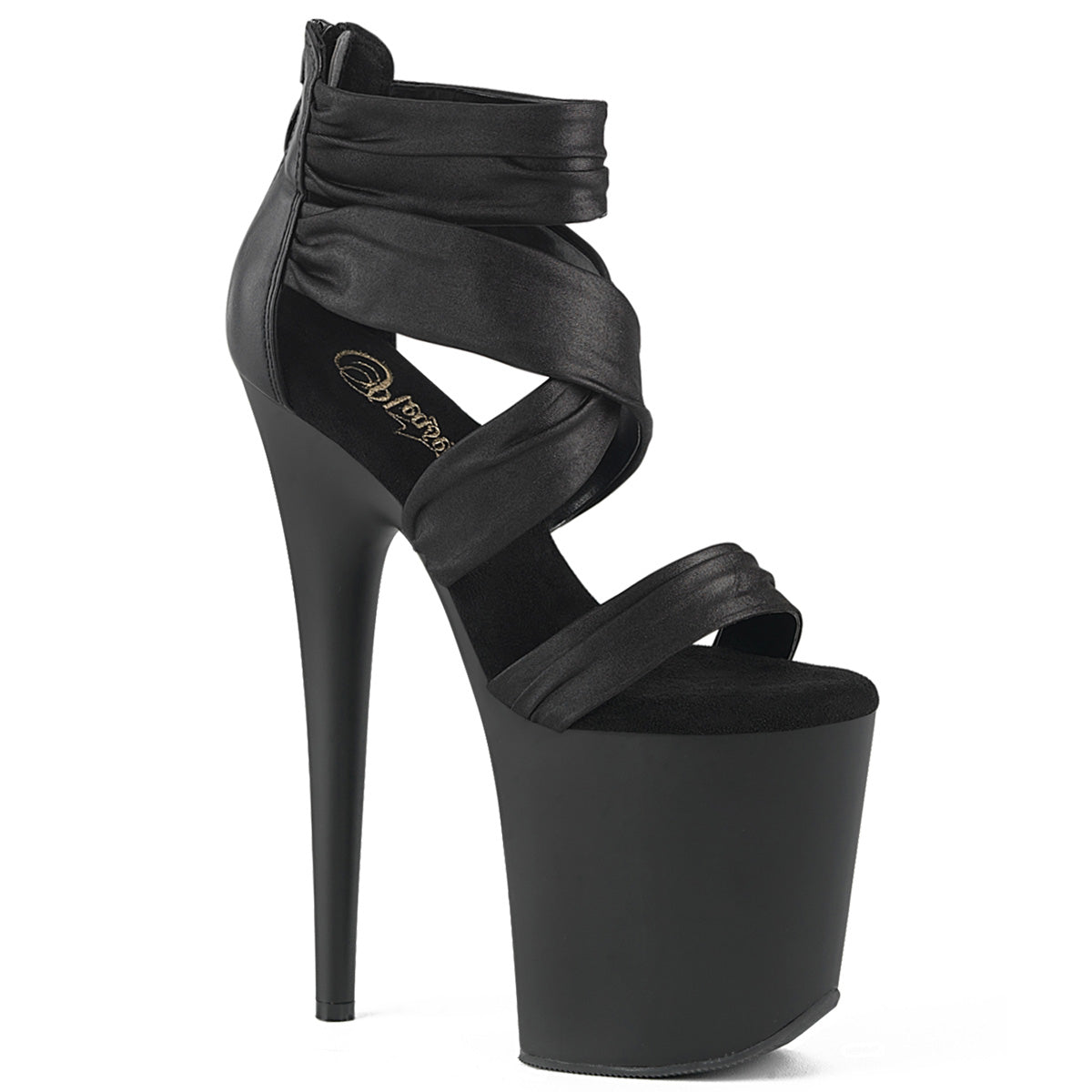 Pleasers Flamingo-820 - Blk Faux Leather-Fabric/Blk Matte