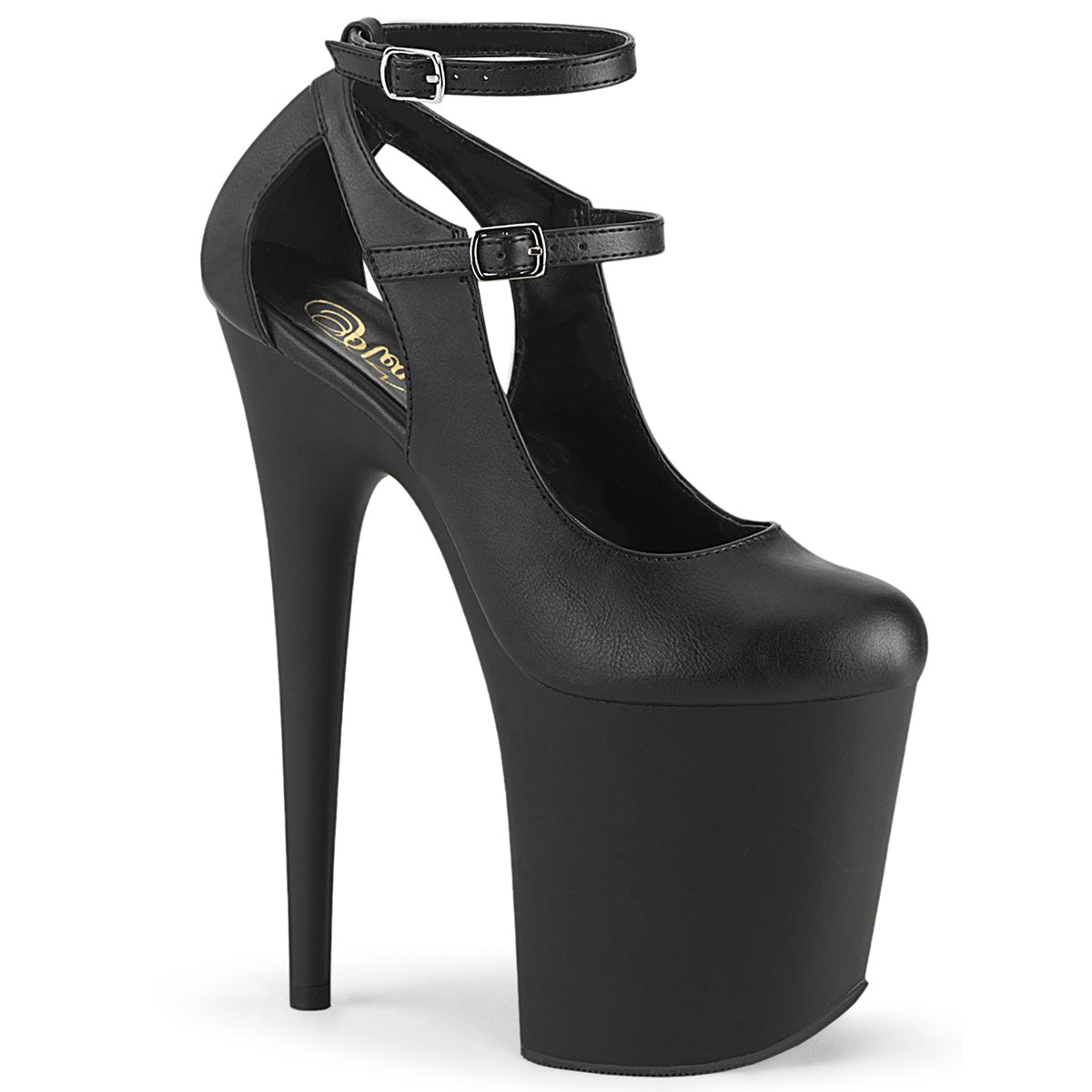 Pleasers Flamingo-850 - Blk Faux Leather/Blk Matte