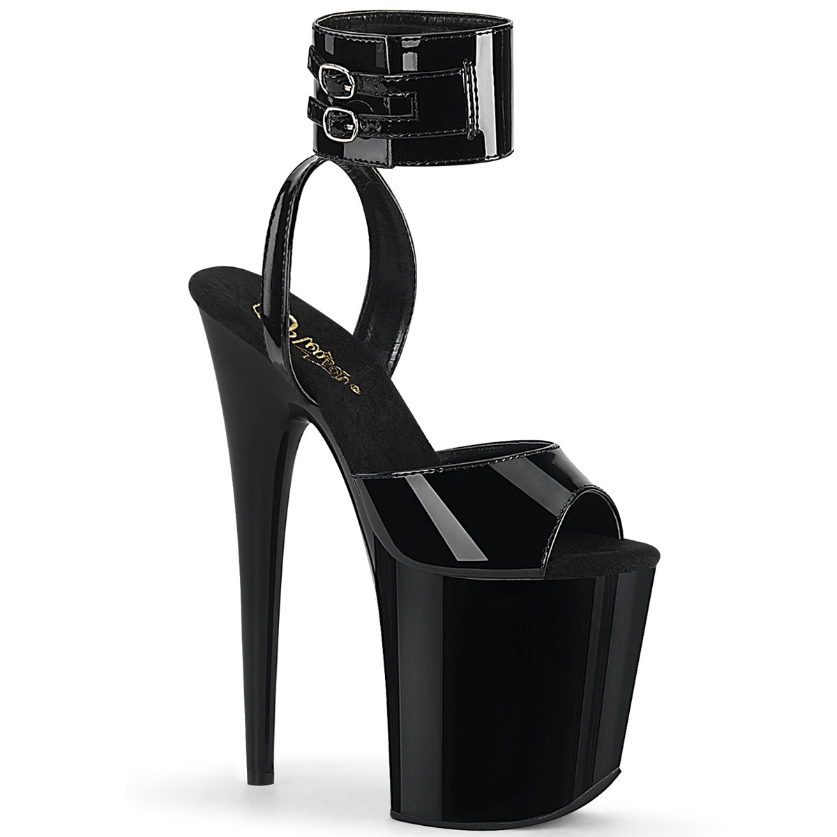 Pleasers Flamingo-891 - Blk Pat/Blk