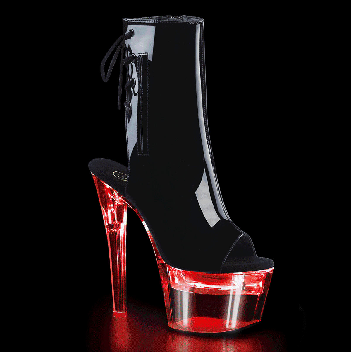 Pleasers Flashdance-1018-7 - Blk Pat/Clr