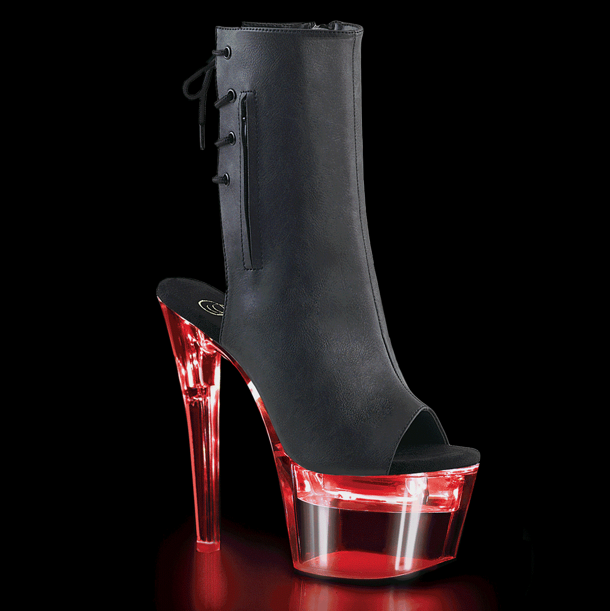 Pleasers Flashdance-1018-7 - Blk Faux Leather/Clr