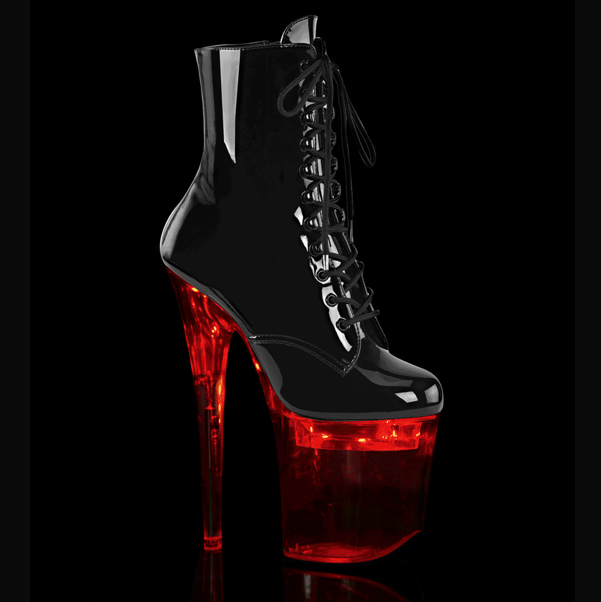 Pleasers Flashdance-1020-8 - Blk Pat/Clr