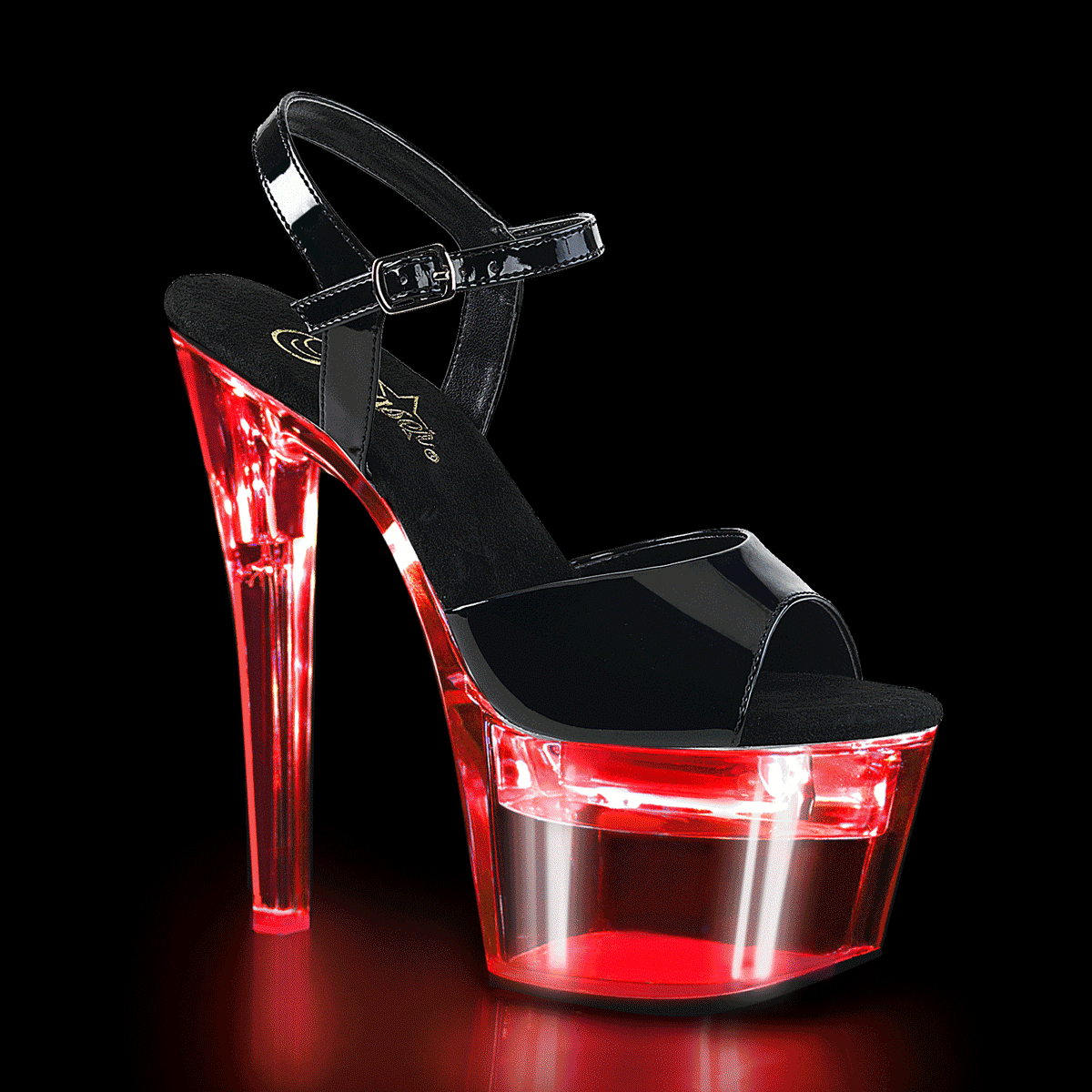 Pleasers Flashdance-709 - Blk Pat/Clr
