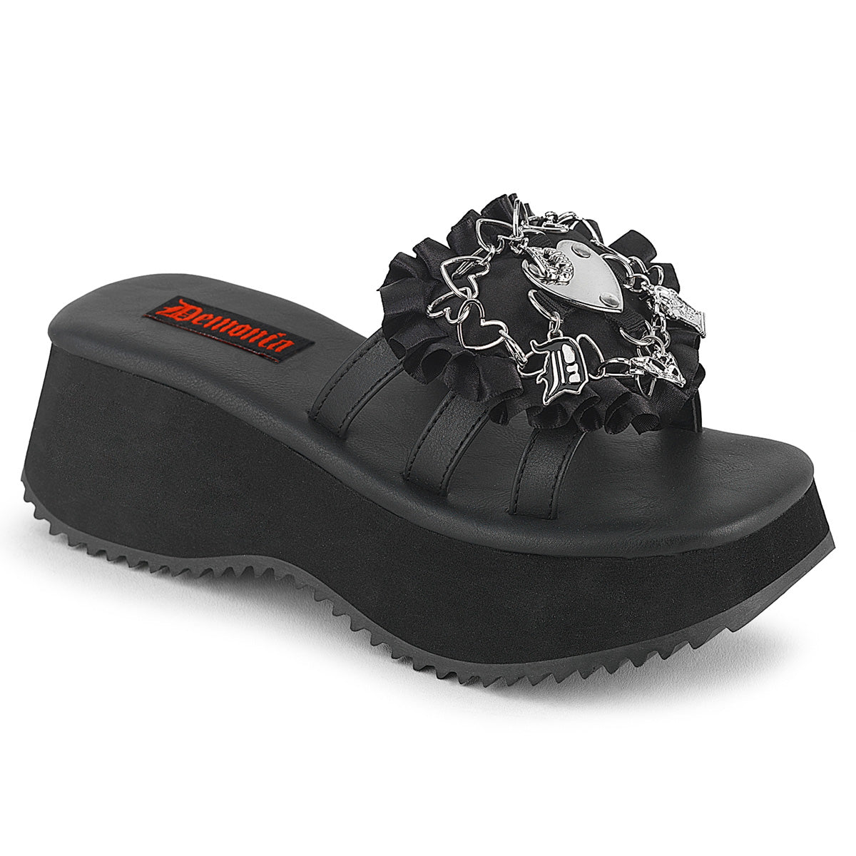 Demonia Flip-16 - Blk Vegan Leather-Satin