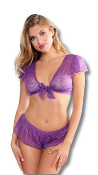 Floral Lace Set Purple - Model Express VancouverLingerie