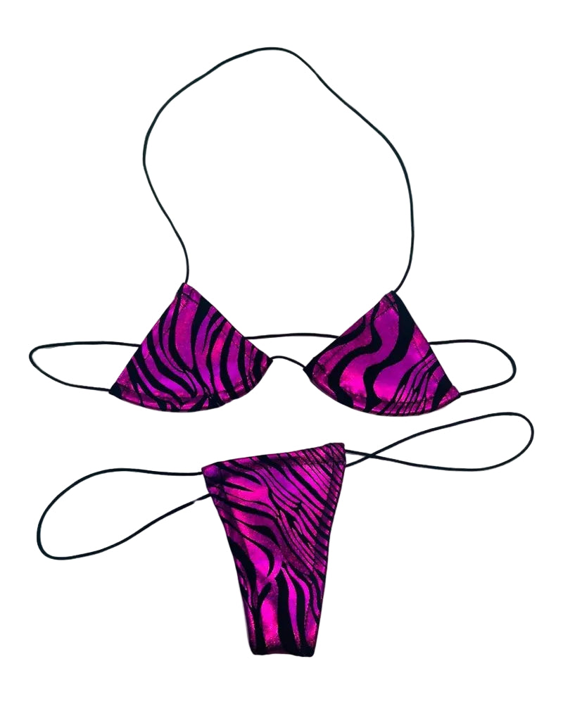 Foil Micro Nudie Bikini Pink Zebra - Model Express Vancouver