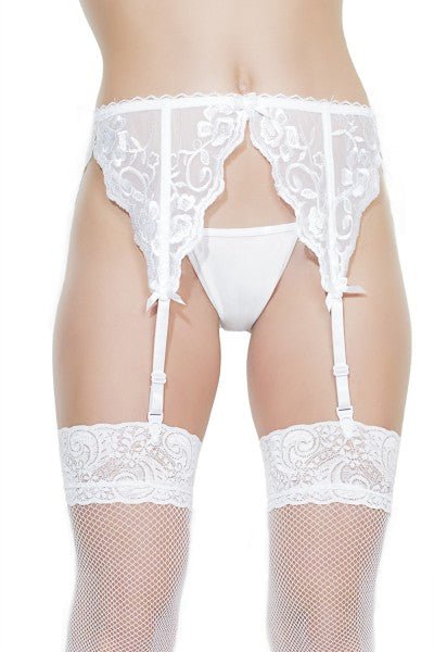 French Lace Garter Belt White - Model Express VancouverHosiery