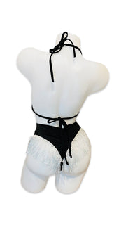 Fringe High Waist Bikini Set Black - Model Express VancouverBikini