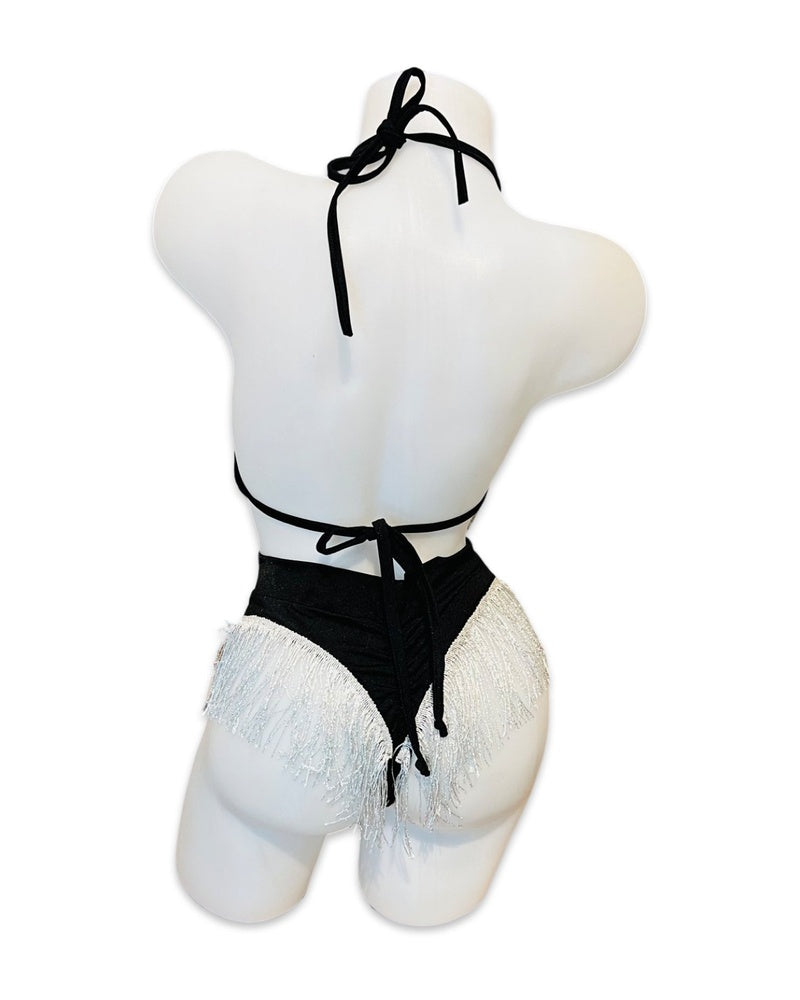 Fringe High Waist Bikini Set Black - Model Express Vancouver