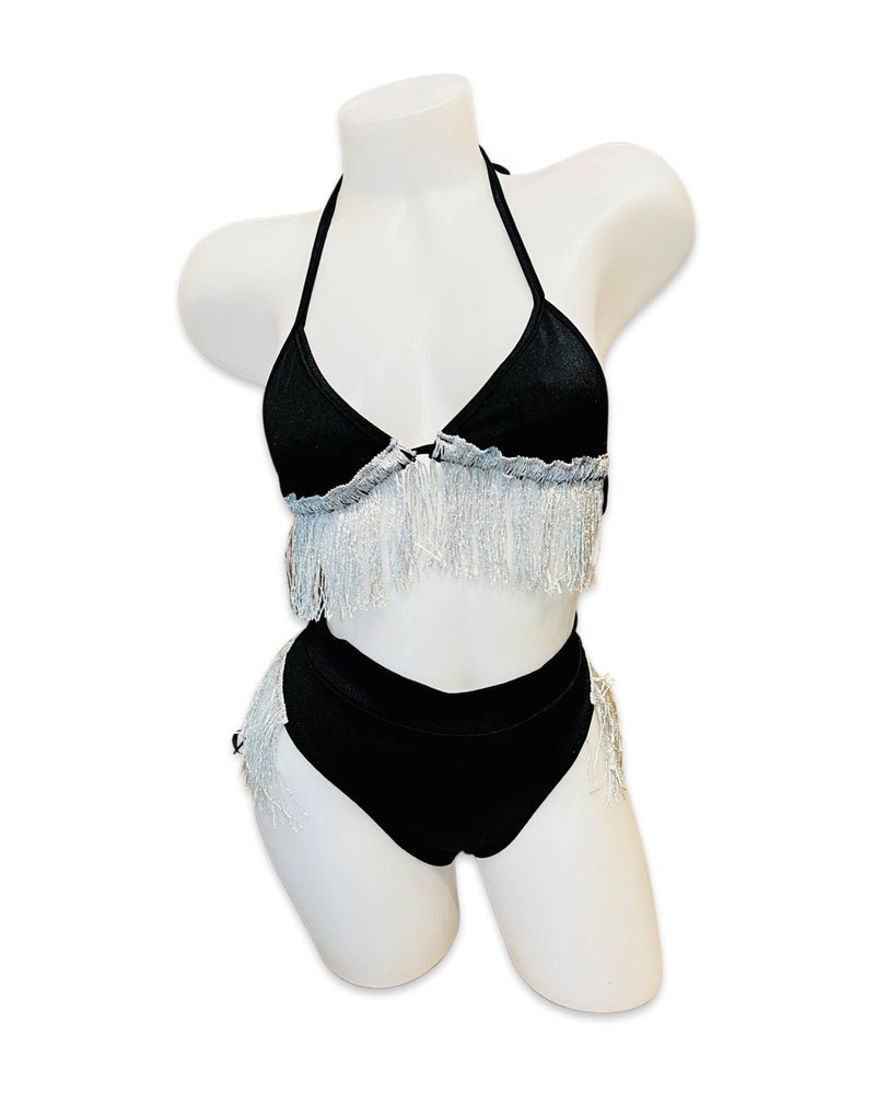 Fringe High Waist Bikini Set Black - Model Express Vancouver