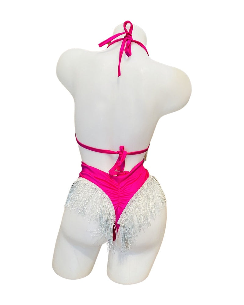 Fringe High Waist Bikini Set Pink - Model Express Vancouver