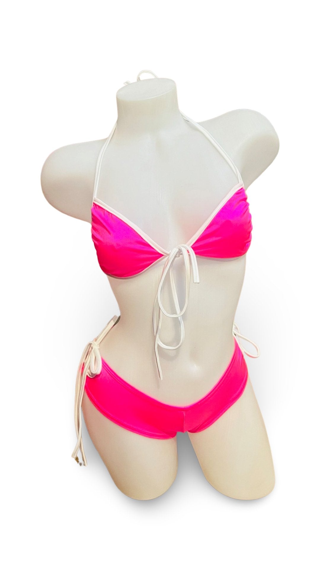 Front Tie Pink/White Set - Model Express VancouverBikini