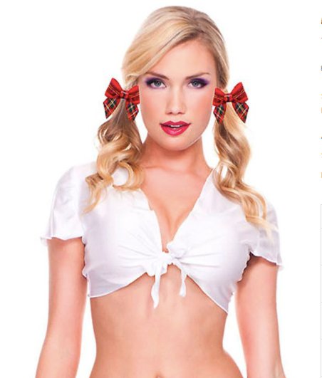 Front Tie School Girl Top White - Model Express VancouverLingerie