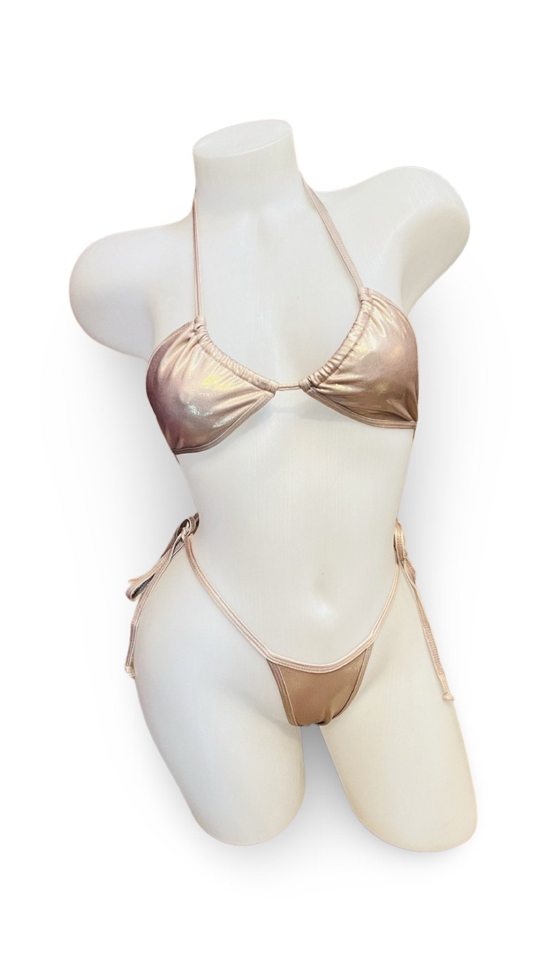 Fun Tie Bikini Set Metallic Champagne - Model Express VancouverLingerie