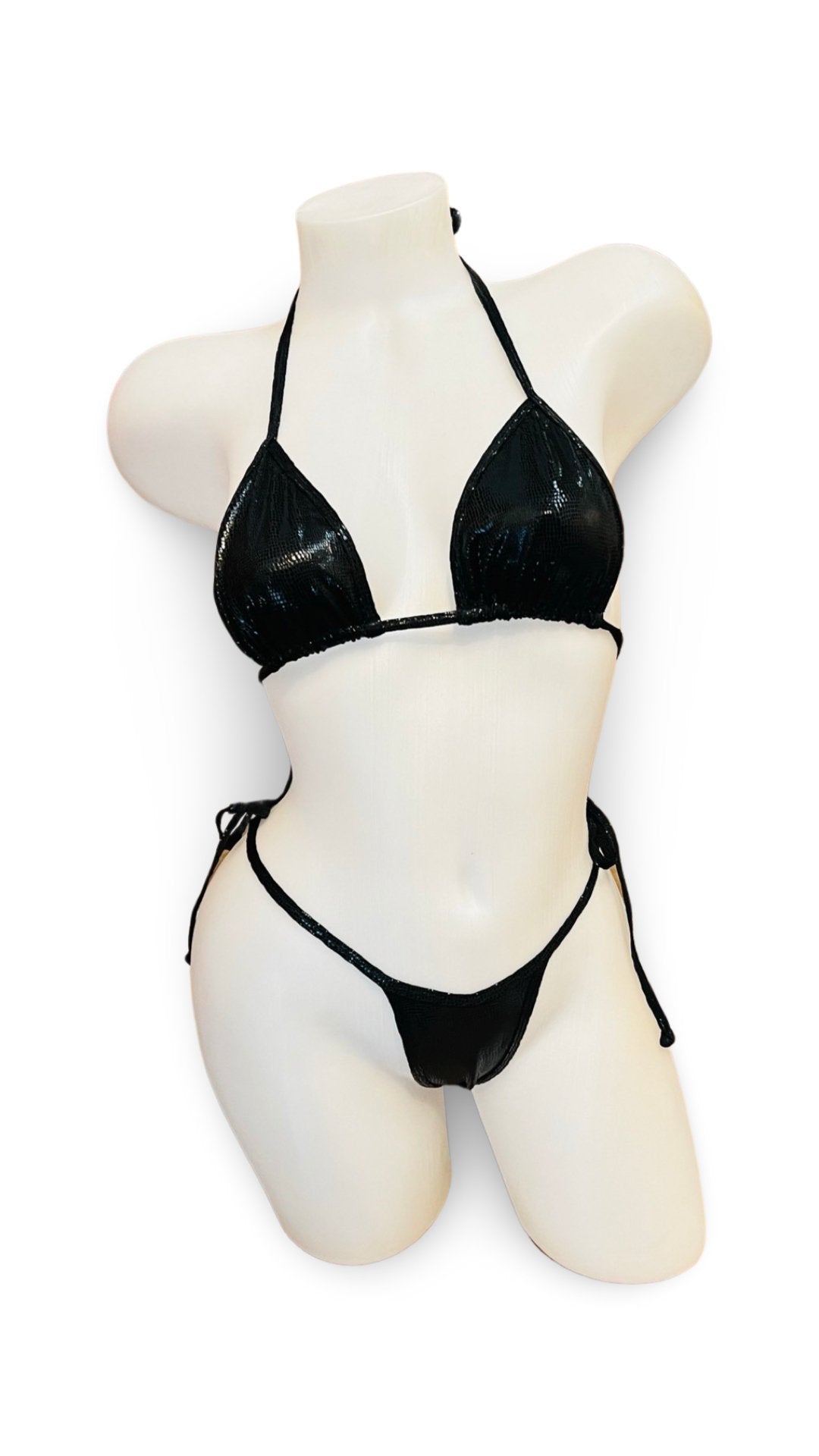 Fun Tie Bikini Set Wet Look Black - Model Express VancouverLingerie