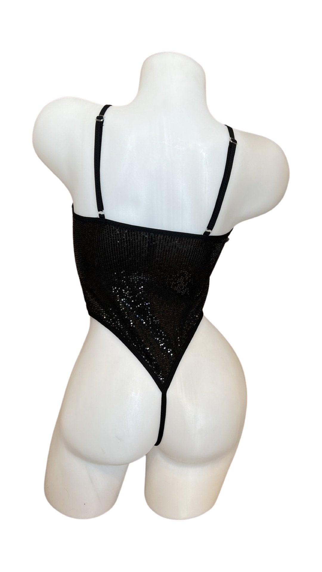 Glitter Metallic G-String Bodysuit - Black - Model Express VancouverBikini