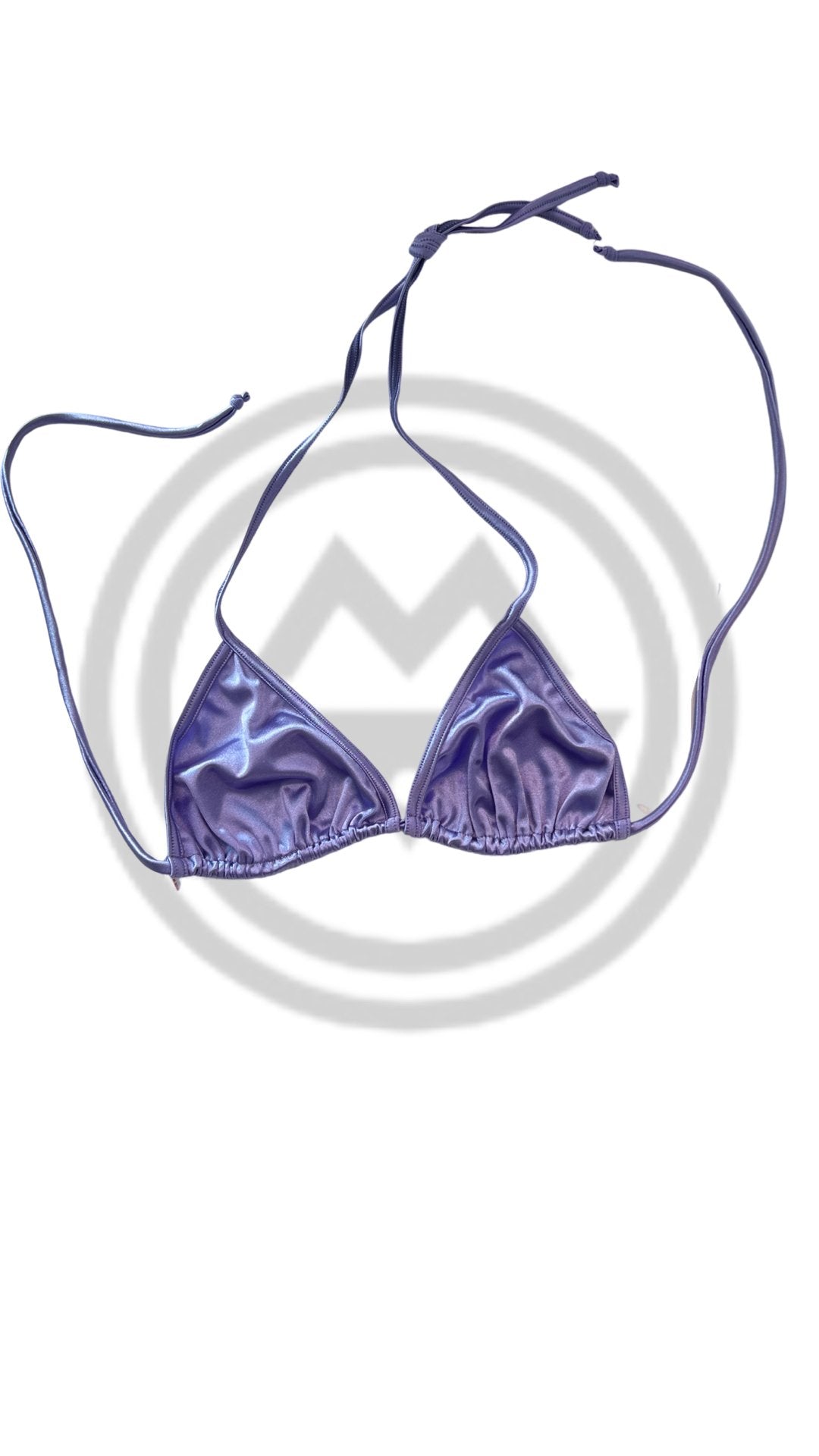 Glossy Satin Tie Triangle Top - Lavender - Model Express VancouverBikini