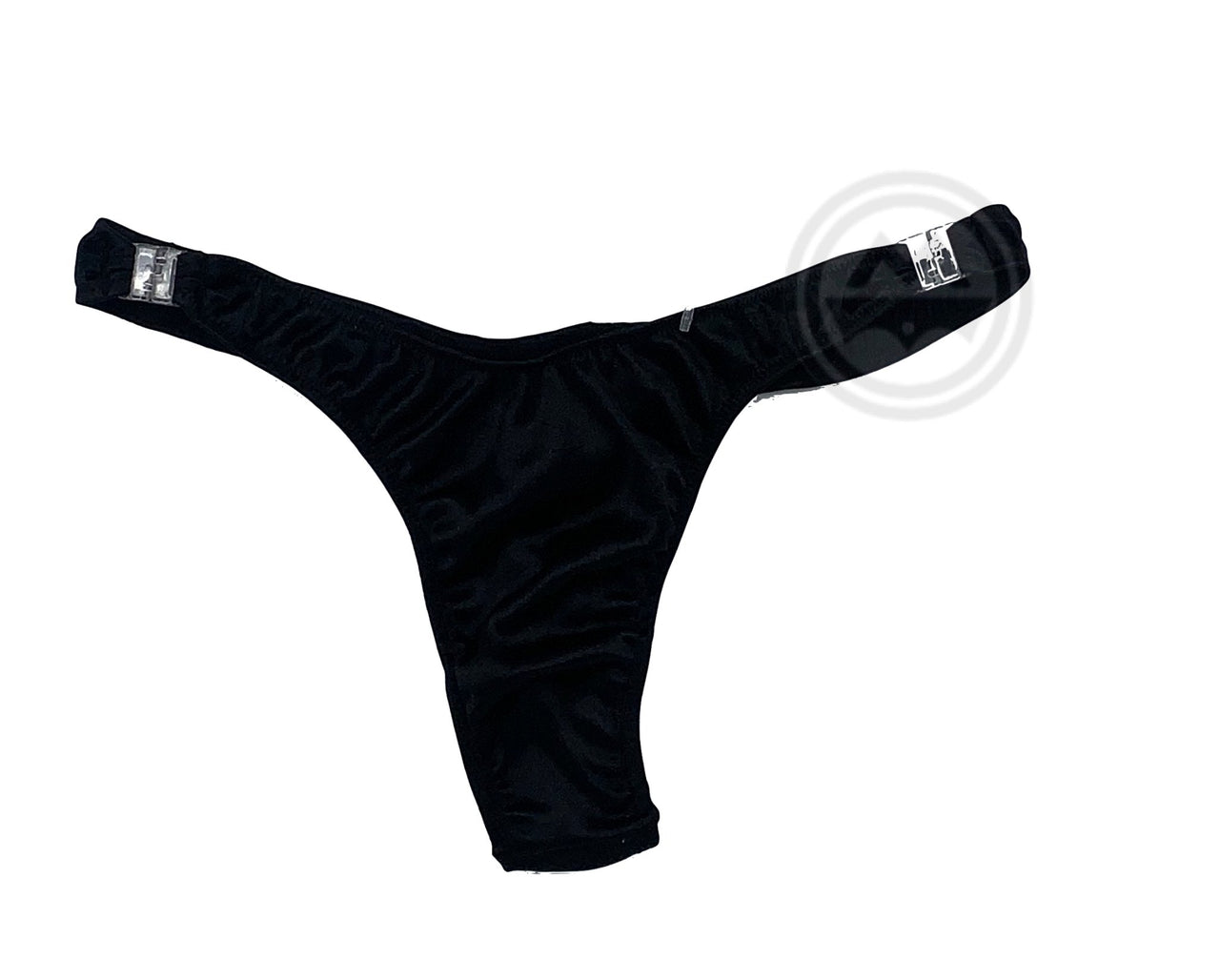 Glossy T-Back Detachable Thong - Black - Model Express VancouverBikini