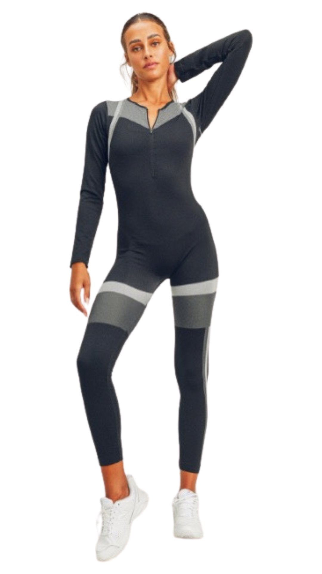 Half Zip Seamless Jumpsuit Black - Model Express Vancouver