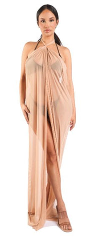 Halter Maxi Coverup Nude - Model Express VancouverClothing