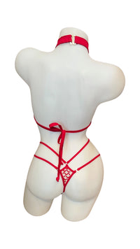 Halter Top Crystal Bikini - Red - Model Express VancouverLingerie