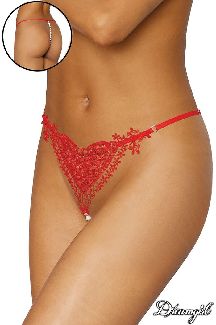 Heart Pearl G-String Red - Model Express VancouverLingerie
