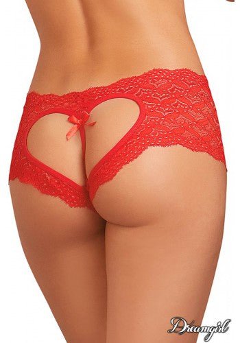 Heart Stretch Lace Panty - Red - Model Express VancouverLingerie