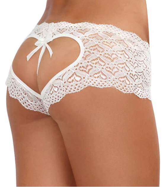Heart Stretch Lace Panty - White - Model Express VancouverLingerie