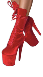 Hella Heels: BabyDoll Bad Blood Red Velvet 8" - INSTORE - Model Express VancouverBoots