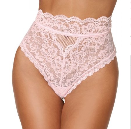 High Waist Lace Thong Baby Pink - Model Express VancouverLingerie