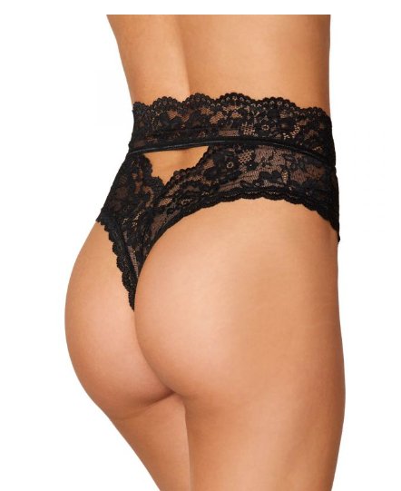 High Waist Lace Thong Black - Model Express VancouverLingerie