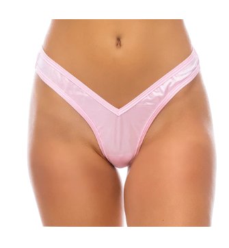 High Waist Scrunch Bottom Thong Baby Pink - Model Express VancouverBikini