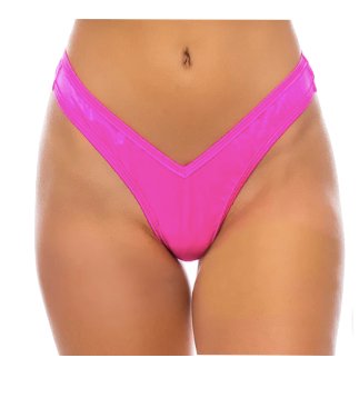 High Waist Scrunch Bottom Thong Fuchsia - Model Express VancouverBikini