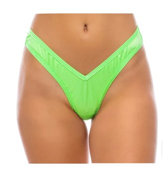 High Waist Scrunch Bottom Thong Neon Green - Model Express VancouverBikini