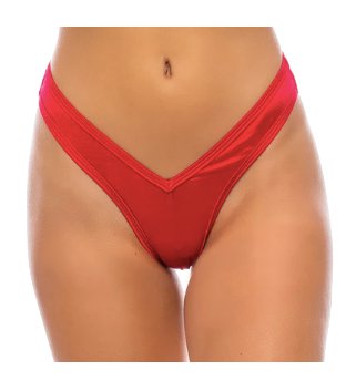 High Waist Scrunch Bottom Thong Red - Model Express VancouverBikini