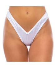 High Waist Scrunch Bottom Thong White - Model Express VancouverBikini