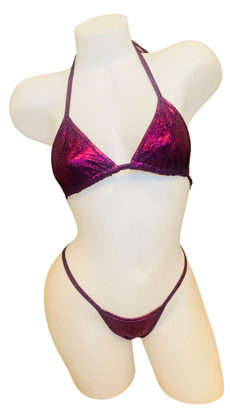 Holographic Triangle Top and Thong Purple - Model Express VancouverLingerie