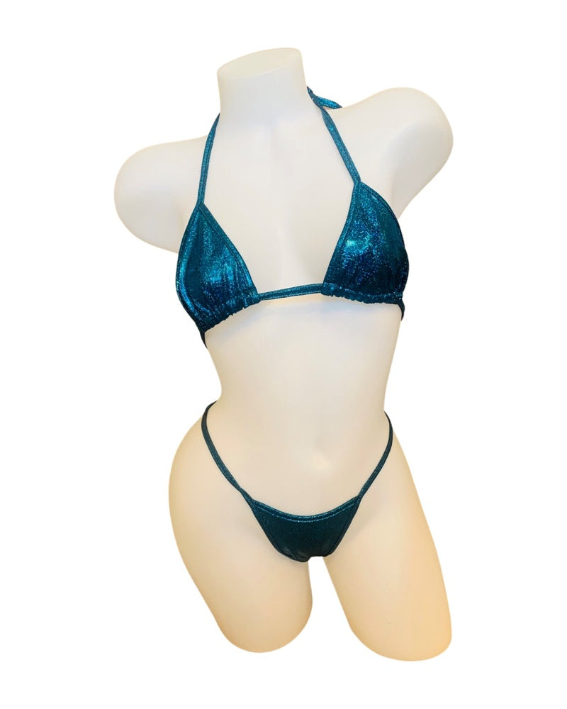 Holographic Triangle Top and Thong Turquoise - Model Express Vancouver