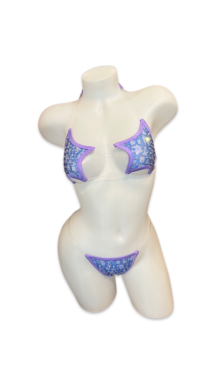 Rhinestone Star Bikini - Purple Design