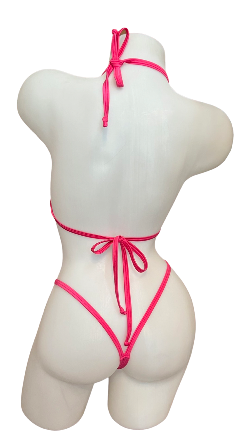 Rhinestone Bikini Design Hot Pink